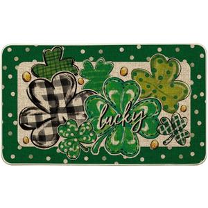Artoid Mode Shamrock Polka Dot St. Patrick's Day Doormat, Home Decor Low-Profile Switch Rug Door Mat Floor Mat for Indoor Outdoor 17x29 Inch