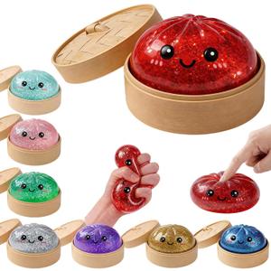 Glitter Dumpling Squishies Mystery Box Squeeze Toy, Easter Squishy Dumpling Fidget Toys for Adults, Stress Relief Sensory Toy (Red)
