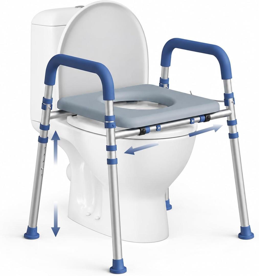 Loyoda Toilet Seat Riser with PU Foam Padded Seat for Elderly, 350 lb Cap