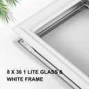 Pushglossy 2 Pcs 8" x 36" Entry Door Glass Insert with Low-e Clear Glass Raised Frame White Exterior Front Door Sidelite Window Inserts Replacement Kit for Home Improvement (1 Lite)