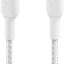 Belkin BoostCharge Nylon Braided USB C to Lightning Cable 6.6ft/2M - MFi Certified 18W Power Delivery iPhone Charger Cord - Apple Charger USB C Cable - Fast Charging for iPhone 14, iPhone 13 - White
