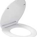 Round Slow Close Toilet Seat, Slip-Resistant, Quick Releasing for Cleaning, Easy to Install, Never Loosen, White