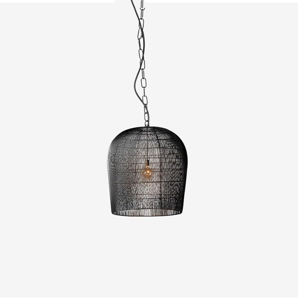 Chandelier, Natural Rattan Hand-Woven Chandeliers, E27 Screw Single-Head Hanging Lamp, and Personalized Rattan Ceiling Lighting, Pendant Light Compatible with Restaurants and Hotels (Black, (41cm)