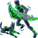 (Assembly Completed) T13 3D Action Figure Set,Dummy Robo Titan 13 Action Figures,3D Printed Multi-Jointed Toy (Black + Green)