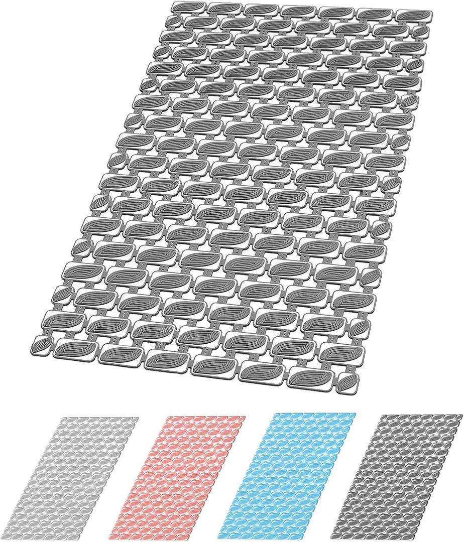 Shower Mat Non Slip Bathtub Mat with Leaf Design, 27''x16'' Shower Mats for Inside Shower with 117 Suction Cups & Drain Holes, Eco-Friendly TPE+PP, Machine Washable, Easy to Cut, Deep Grey