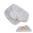 Waterproof Dog Bed Covers Replacement Washable Pet Hair Easy to Remove, Noiseless Quilted Puppy Pet Bed Cover Lovely Grey Star Print 22x26 Inches, for Dog/Cat, Cover Only, Beige