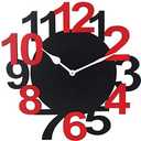 Metrey Artworks Black and Red Wall Clock Non Ticking Silent - 10 Inch Quartz Battery Operated Round Easy to Read Home/Office/Kitchen/Classroom/School Decor Clock (Large)