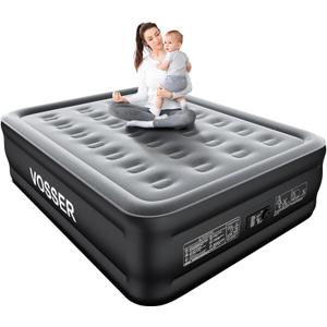 Air Mattress Queen l with Built in Pump,18’’Raised Blow Up Mattress, Self Inflatable Mattress in 3 Mins, Portable Air Bed for Home, Floor & Travel, Full Size Air Mattress for Adults 660LB Max, Black