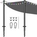 Shade Sail Poles 11.5Ft Outdoor Heavy Duty Sunshade Poles Support Awning Canopy Metal Pole Kit for Patio Garden Deck, 2 Pack