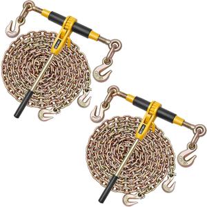 VEVOR Ratchet Chain Binder, 5/16 in x 10 ft G80 Chains, 8000 lbs Working Load of Ratchet Load Binder, Chains and Binders Set, Tie Down Hauling Chain Binders for Hauling, Towing, Logging, Lifting, 2P 10ft