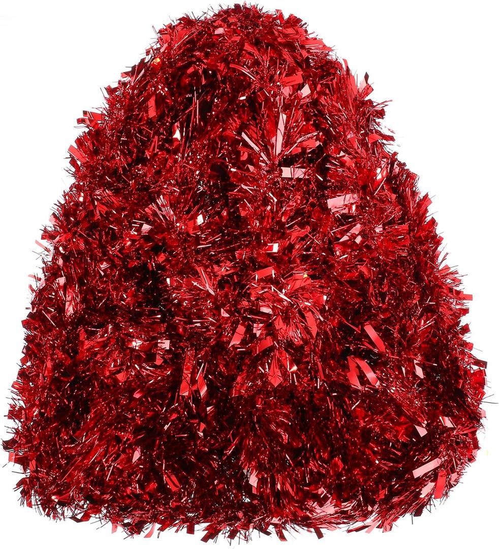 32.8 Ft Christmas Tinsel Garland,Shiny Red Hanging Metallic Twist Garland for Wedding Birthday Party Supplies Xmas Tree Decorations