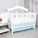 Belsden Blue Crib Skirt with Durable Woven Platform, Both Long Sides Pleated, Split Corners Dust Ruffle for Easy Placement Inside of Standard Crib Bed, 14 Inches (36cm) Length Drop, Blue