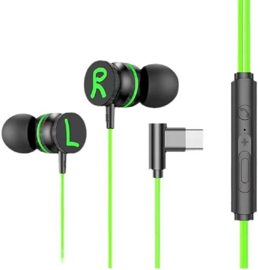 USB-C Headphones with Microphone, Wired Earbuds Magnetic in-Ear Type C Earphone,Volume Control, Noise Canceling, Compatible with Samsung Galaxy S24 S23 S22, for iPhone 17/16/15 (Green)