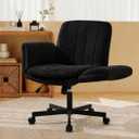 Scevokin Criss Cross Office Chair with Wheels and Arms, Vanity Chair with Back, Comfy Swivel Cross Legged Office Chairs for Ultimate Comfort and Support, Unique Multifunctional Stylish Arms Black