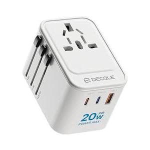 Universal Travel Adapter, International Travel Plug Adapter with 2 USB-C(PD 20W) ＆ 1 USB-A Ports, All in One Portable Adaptor, AC Adapter for USA, UK, EU, AU ＆ 224+ Countries (White) AU A3