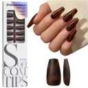 BTArtboxnails SOFTCOATTIPS Press On Nails - Tortoiseshell Coffin Press On Nails Medium, 90Pcs Salon Quality Soak Off Soft Gel Nail Tips in 15 Sizes