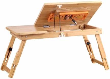 Foldable Bamboo Laptop Desk for Bed & Couch, Adjustable Height & Angle, Portable Lap Table with Drawer, Large Size, Ideal for Work & Study (Fan Type)
