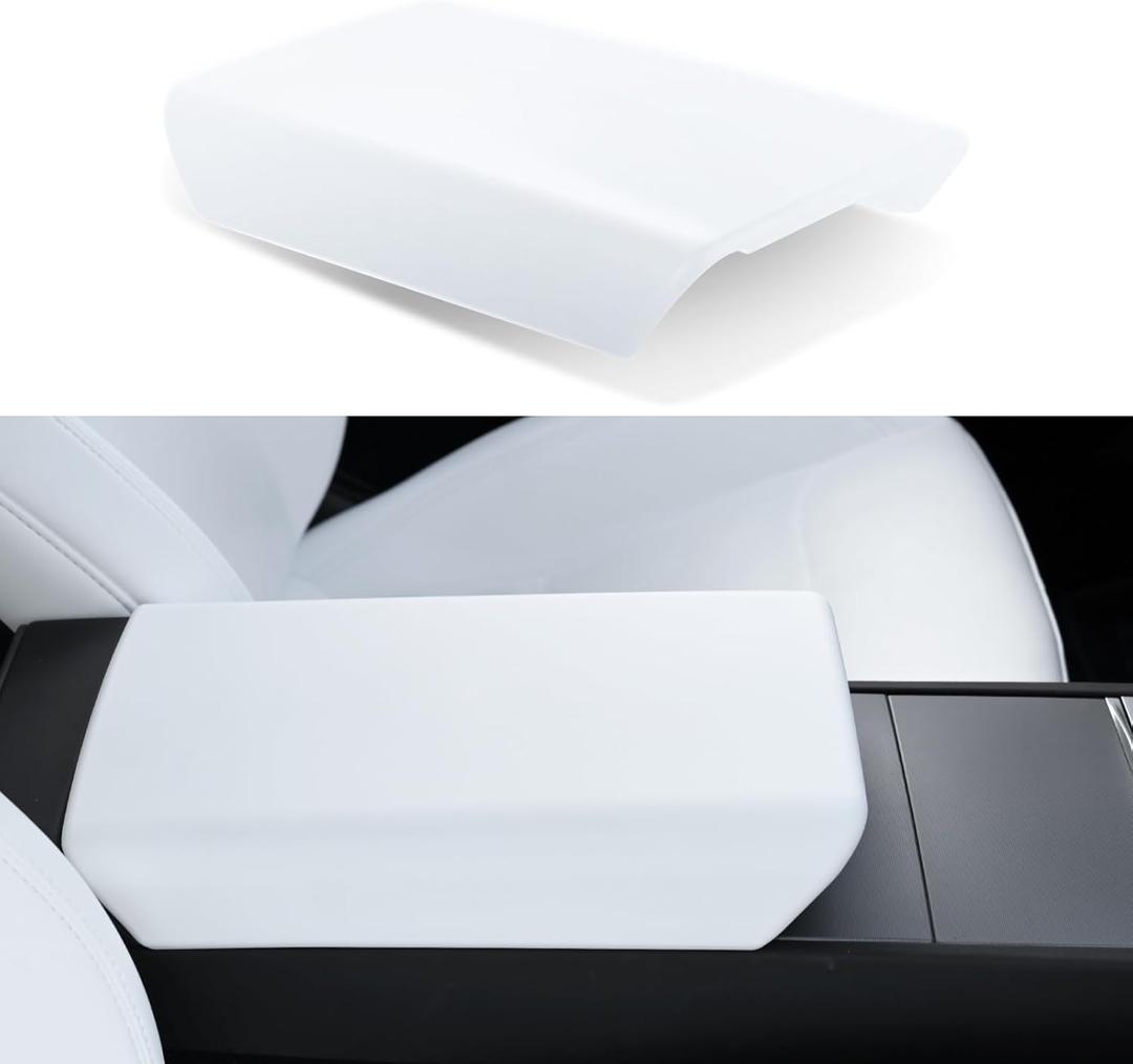 Uxcer Center Console Armrest Cover for Tesla Model Y 2025/2026 Juniper & Model 3 2024/2025 Highland, Anti-Scratch TPE Center Console Protector for Tesla Model 3/Y Interior Accessories, White