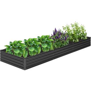DIIYIV 12x4x1FT Galvanized Raised Garden Bed Kit,Vegetable Boxes-Rectangle Metal Flower Box,Large Planter Raised Beds Outdoor Garden for Planting,Fruit,Herb-Black