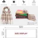 2 x MissShorthair Oversized Chunky Blanket Scarf for Women Winter Warm Colorful Big Scarfs Plaid Thick Scarves Soft Fluffy Shawl (Beige and Brown Plaid)