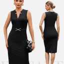 GRACE KARIN Work Dresses for Women 2026, V Neck Business Office Bodyon Dress, Sleeveless Pencil Semi Formal Midi Dress Black XL