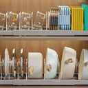 2 Pack Pots and Pans Organizer Under Cabinet, 22" Expandable Food Storage Container Lid Organizers with 9 Adjustable Dividers Pot and Pan Lid Holders Rack Inside Cabinet/Countertop(Gray)