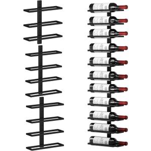 Dripex 11 Tier Wall Mount Wine Rack, Metal Wine Display Rack for Wall, DIY Wall Racks for Wine Bottles, Towels, Wine Storage Holder for Kitchen Bar Cellar, Black