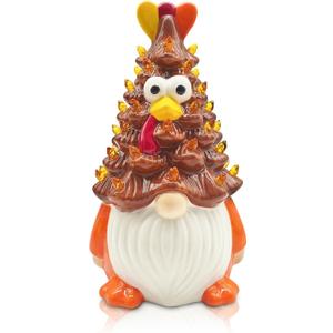 Thanksgiving Decorations, Thanksgiving Gnomes Ceramic Tree Decor, Ceramic Turkey Gnome Tree Decor, Turkey Decorations Indoor (8.4x4.3 inch)