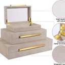Decorative Boxes, shagreen box, Set of 3 Decorative Storage Boxes with Lids, Faux Shagreen Nesting Decorative Box for Home Decor, Bridal Trunk, Jewelry Keepsake Storage Boxes (Ivory 2)