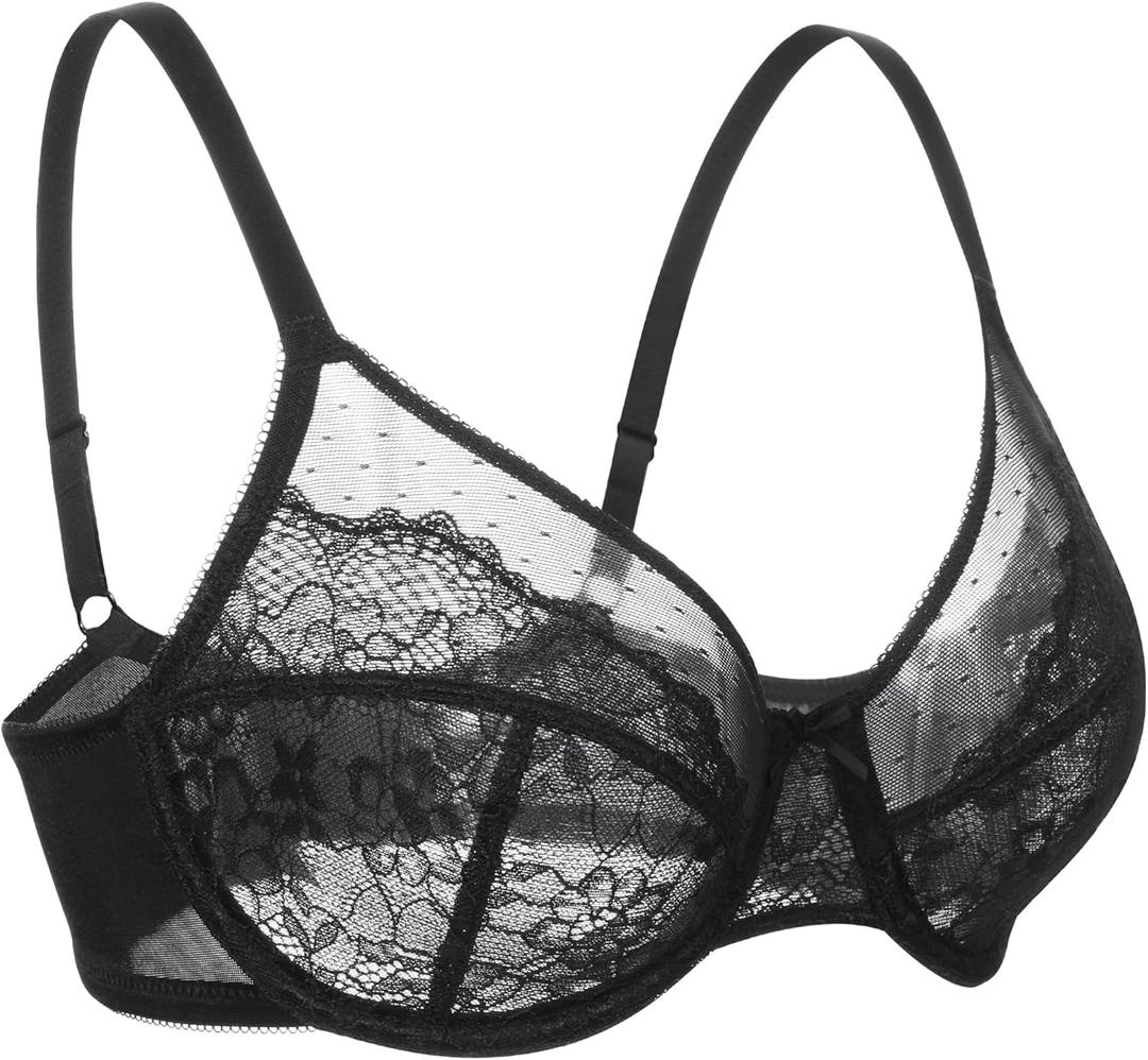 Wirefree Lift Everyday Mesh Bras for Big Bust (Black,36DD)