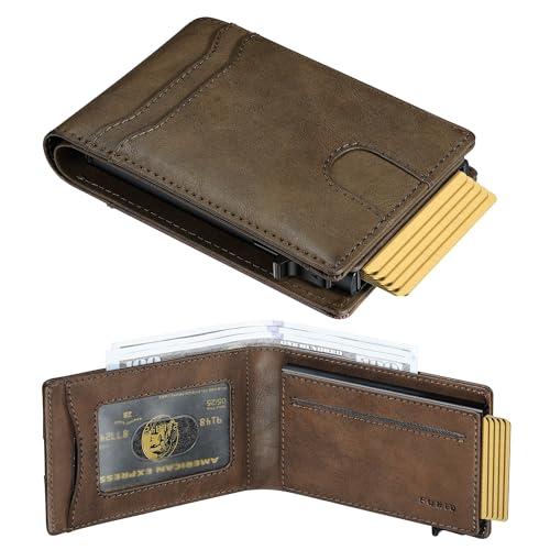 furid Card Wallet For Men Slim: Smart Rfid Minimalist Front Pocket Pop Up Wallet with ID Window - Stocking Stuffers Gifts Boxed for Husband Father at Birthday Anniversary