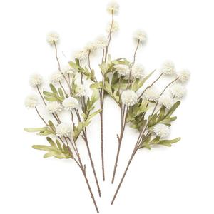Floroom 5pcs Faux Silk Pompon Mum Artificial Flowers, Bulk Fake Mini Chrysanthemums with Stems for DIY Bouquet Centerpieces Wedding Fillers White Arrangements Shower Decorations, Ivory