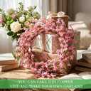 Canlierr 1 Pack 71 Inch Artificial Forsythia Branches Faux Flower Vine Garland Forsythia Flower Hanging Wreath Floral DIY Decoration for Front Door Home Indoor Spring Wedding Easter Decor (Pink)