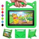 Kids Case Fit ＨＤ10 Tablet (9th/ 7th Gen, 2019/ 2017 Model) Incompatible iPad Nokia Sony 10in Tablet-SHREBORN Lightweight Shockproof Kids Covers with Cute Cat Handle Stand-Green