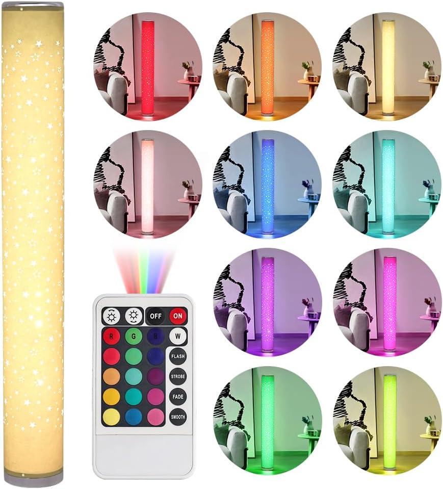 41 inch RGBW Remote Control Color Column Floor lamp, Flannel Laminated Transparent PVC Column Floor lamp, Suitable for Bedroom, Birthday, Christmas, Party, Wedding Decoration