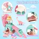 Dinosaur Car Ramp Slide Toy for Toddlers 4 Push Cars with Race Track, Baby Slide Indoor Toy, Montessori Learning Birthday Gift for Boys Girls 1 2 3 Year Old (Pink)