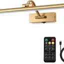 5W LED Wireless Picture Lights with Remote and Timer 23.6 Inch Rechargeable Brass Gallery Lighting Battery Operated Art Lights Over Frame Portrait, 24 Inch