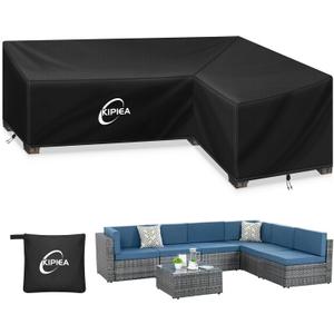 Kipiea Patio L-Shaped Sectional Sofa Cover, 420D Heavy-Duty Oxford Fabric Outdoor Sectional Cover with 6 Windproof Buckles, No Tears Anti UV No Fading (Right Facing, 85" x 58" L x 33.5" D x 31" H)