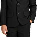 LOLANTA Boys Suit 2PCs Navy Red Black White Tuxedo Jacket Suit Formal Wedding Outfits (Black 7-8 Years)