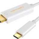 CableCreation USB C to HDMI Cable for Home Office 4K@60Hz 3FT, Type C to HDMI Thunderbolt 3 Compatible with iPhone 16 15 Pro Max Plus, MacBook Pro Air iPad Pro, XPS, Galaxy S24 Steam Deck (White)