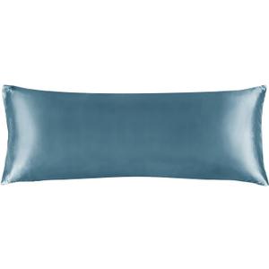 BEDELITE Satin Body Pillow Cover, Super Soft and Cooling Body Pillow Pillowcase for Hair and Skin, Breathable Silky Full Long Pillowcase Cover(18x32, Bluesteel