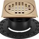 4 Inch Grate Kit Champagne Bronze Shower Drain with ABS Flange-Compatible with Schluter Kerdi Drain Flange- with Height Adjustment Collar-SUS304 Stainless Steel Grate