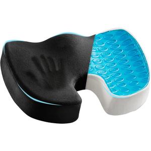 Cooling Gel Seat Cushion for Long Sitting - Memory Foam Chair Pillow for Sciatica Pain Relief - Orthopedic Gel & Memory Foam Coccyx Pad for Tailbone Pain - Office Chair Cushion for Back Pain