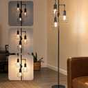 EDISHINE Dimmable Farmhouse Floor Lamp, Industrial Standing Lamp for Living Room, 3 LED Edison Bulbs Included, Black Corner Rustic Tall Tree Reading Lamps Home Decor for Bedroom, Office