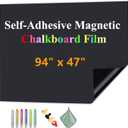 Magnetic Chalkboard Contact Paper with Adhesive, 94" x 47" Magnetic Blackboard Film for Walls, Peel and Stick  Ideal for Office, Classroom, Home. Includes Dustless Chalk, Wiping Cloth, and Magnet