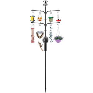 NETVUE by Birdfy Bird Feeder Pole with Effective Squirrel Baffle, 108 Inch Rust-Proof Pole Kit, 8 Adjustable Hooks for Outdoor Wild Bird Feeder, Bath, House Hanging & Mounting