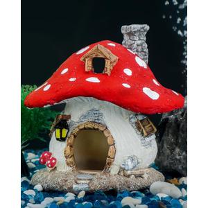 Uniclife Aquarium Mushroom House, Resin Fish Tank Decoration Cottage Ornament for Fish Tank Landscape Aquarium Hideout Hideaway Spawning Cave Decor for Shrimp Betta Goldfish and Reptiles