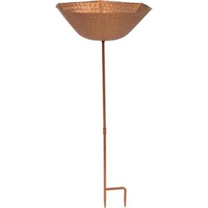 Sunnydaze Hammered Copper Bird Bath for Outside with Stake - UV-Resistant Finish - 34.25" H
