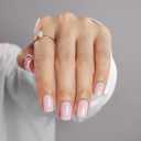 Press on Nails Square - Soft Gel Pink Press on Nails Short for Women Gift, Fit Perfectly & Natural Stick on Nails with Glue in 16 Sizes - 32 Reusable Fake Nails, Shimmering Pink