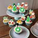 4 x Ephlyn 48Pcs Edible Christmas Cake Toppers Wafer Paper Christmas Cupcake Decorations Xmas Cookie Decorations for Xmas Festival Birthday Party Food Decor Green